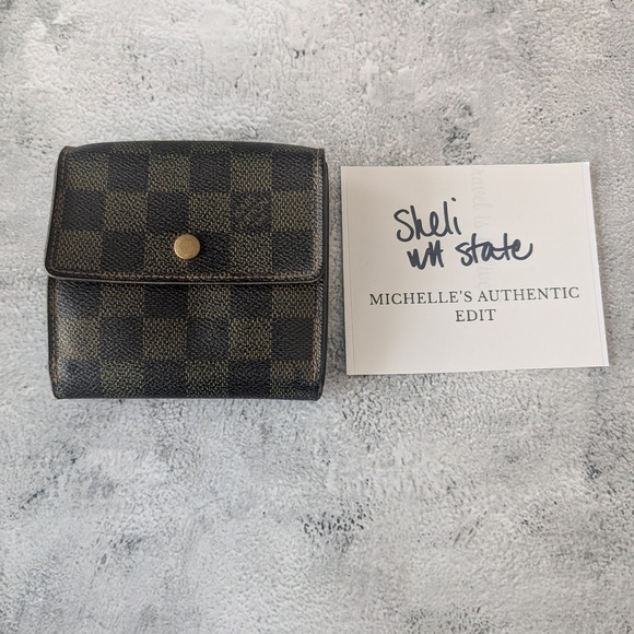 Louis Vuitton Handbags - AUTHENTICATED LOUIS VUITTON DAMIER EBENE COMPACT TRIFOLD WALLET WITH COA